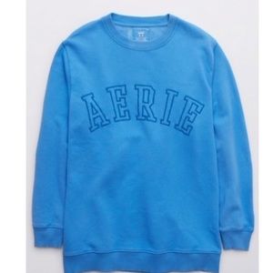 Aerie Oversized Crew Neck Sweatshirt Blue
